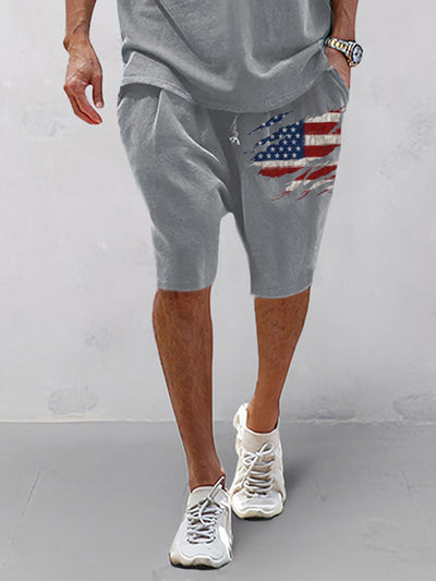 Casual Relaxed Flag Printed T-Shirt Set