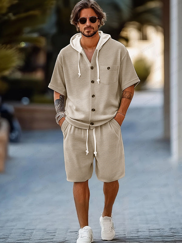 Casual Retreat Waffle Hooded Set