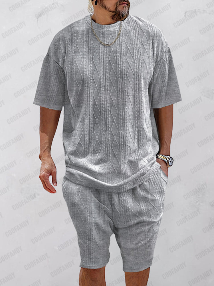 Versatile Breathable Knit Jacquard Casual Set