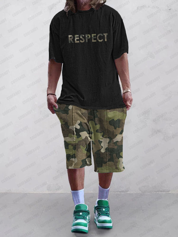 Casual Versatile Camo Print T-Shirt Set