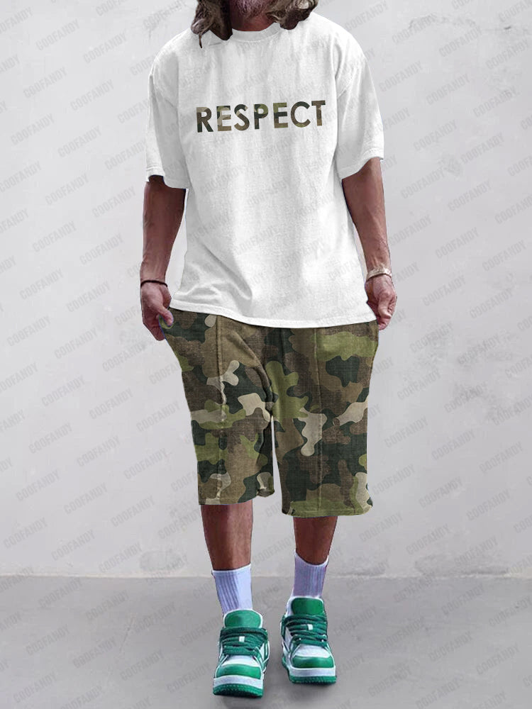 Casual Versatile Camo Print T-Shirt Set