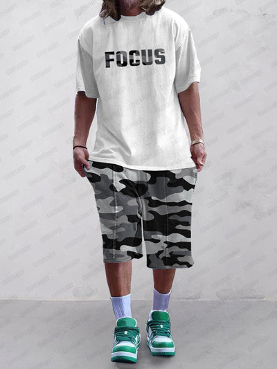 Casual Versatile Camo Print T-Shirt Set