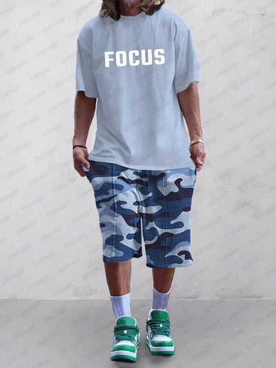 Casual Versatile Camo Print T-Shirt Set