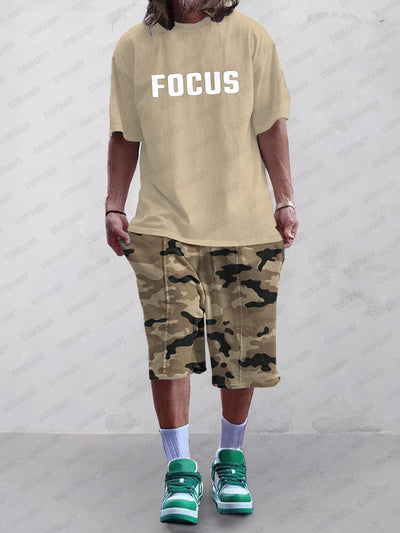 Casual Versatile Camo Print T-Shirt Set