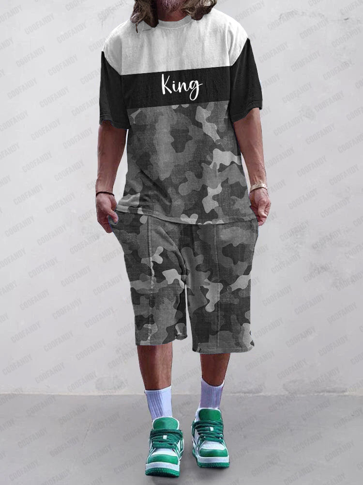 Casual Versatile Camo Print T-Shirt Set