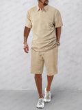 Simple Chic Textured Polo Shirt Set