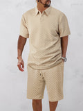 Simple Chic Textured Polo Shirt Set