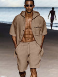 Timeless Comfort Hooded Shirt Shorts Set