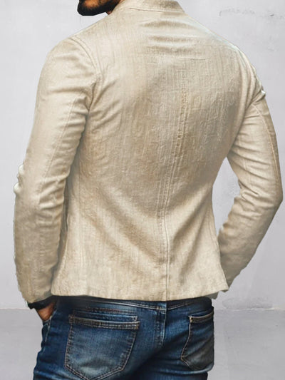Floral Embroidered Cotton Linen Blazer