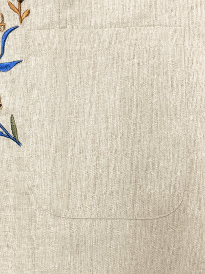 Floral Embroidered Cotton Linen Blazer