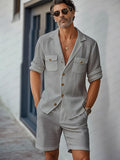 Minimal Casual Cotton Blazer Shorts Set
