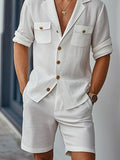 Minimal Casual Cotton Blazer Shorts Set