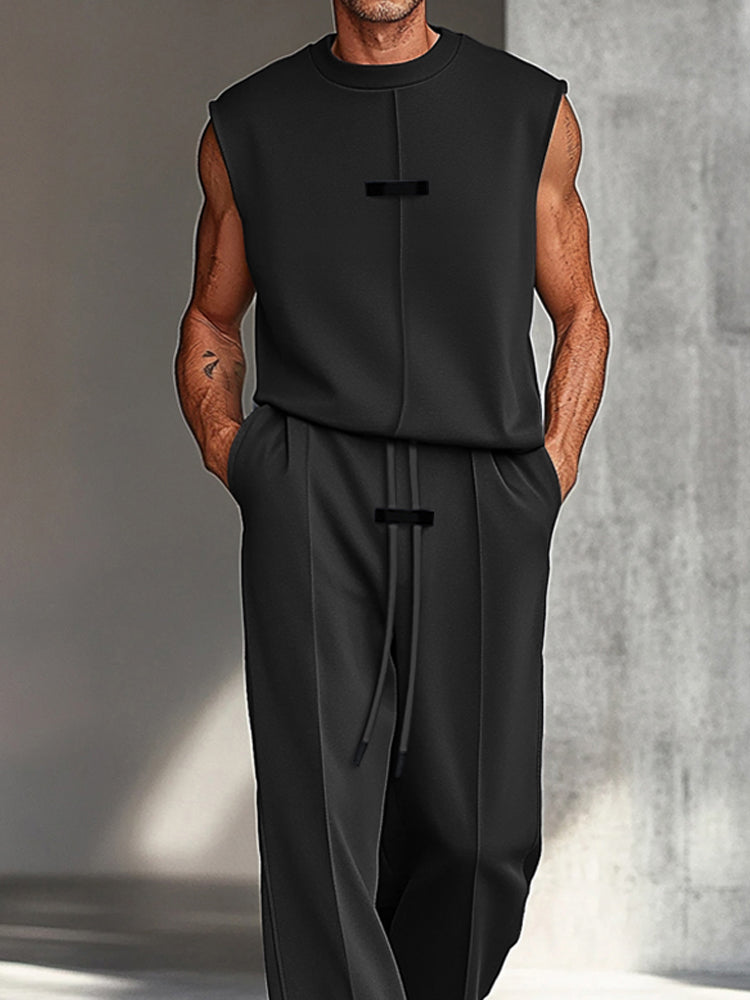 Simple Sharp Tank Top Pants Set