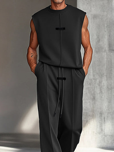 Simple Sharp Tank Top Pants Set