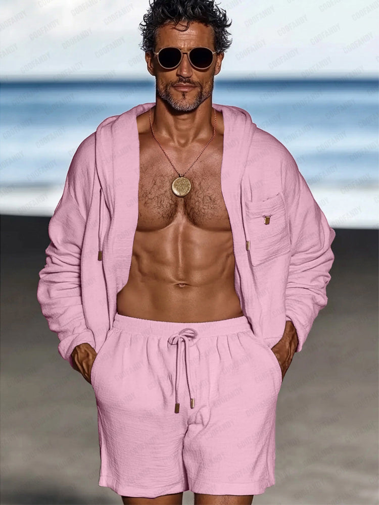 Resort Style Cotton Hooded Casual Set