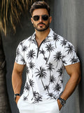 Classic Fit Coconut Tree Print Polo Shirt
