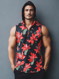 Tropical Floral Print Hooded Tank Top