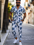 Tropical Plant Print Summer Casual Set