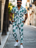 Tropical Plant Print Summer Casual Set