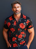 Elegant Floral Pattern Polo Shirt