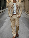 Floral Embroidered Cotton Linen Shirt Jacket