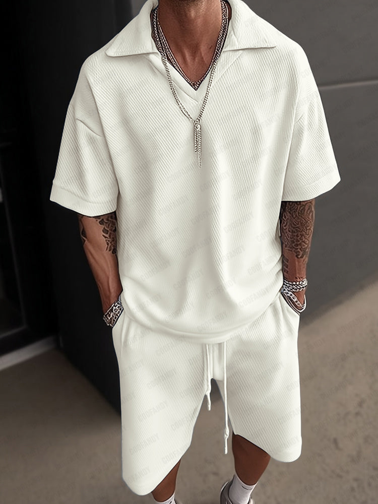 Modern Stripe Textured Outfit Set