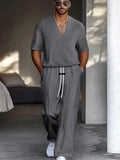 Refined Stripe Textured Casual Set