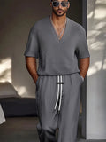 Refined Stripe Textured Casual Set