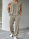 Casual Pit-stripe Tank Top Pants Set