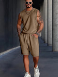 Athleisure Textured Tank Top Shorts Set