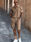 Casual Daily Polo Shirt Shorts Set