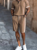 Casual Daily Polo Shirt Shorts Set