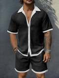 Casual Two-Tone Textured Shirt Set