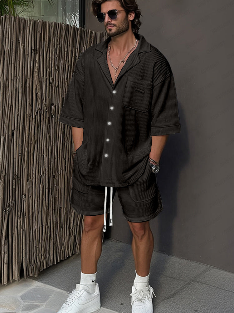 Stylish Striped Textured Casual Set