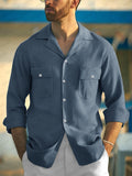 Minimal Double Pocket Cotton Blend Shirt