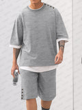 Button Decor Fake 2-Piece T-Shirt Set
