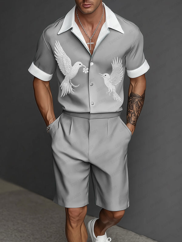 Luxury Contrast Embroidered Shirt Set