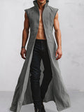 Stylish Stand Collar Cotton Long Cardigan
