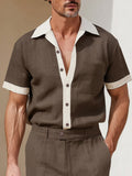 Summer Linen Blend Contrast Casual Set