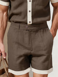 Summer Linen Blend Contrast Casual Set