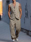 Relaxed Fit Cotton Vest Pants Set