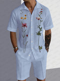 Effortless Floral Print Shirt Shorts Set