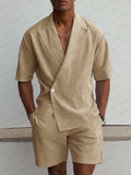 Stylish Linen Blend Shirt Shorts Set