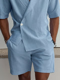 Stylish Linen Blend Shirt Shorts Set