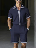 Stylish Leisure Stripe Shirt Shorts Set