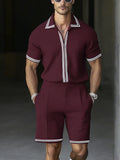 Stylish Leisure Stripe Shirt Shorts Set