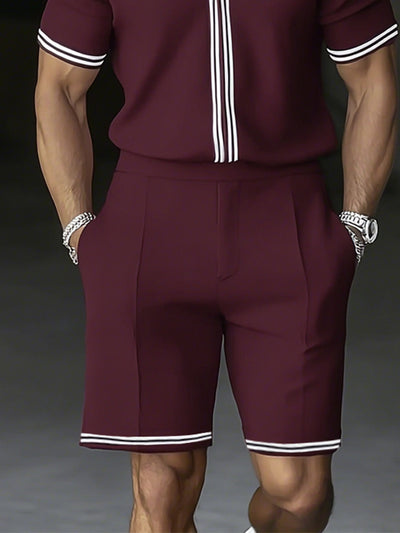 Stylish Leisure Stripe Shirt Shorts Set