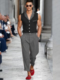 Mordern Contrast Suit Vest Pants Set