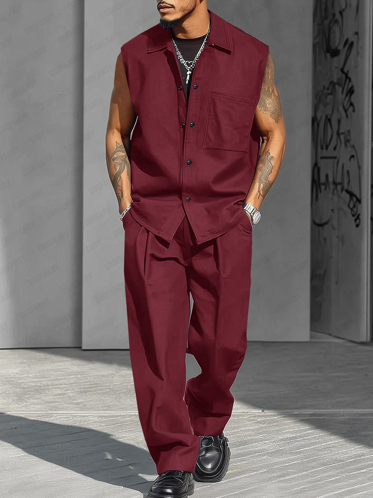 Versatile Style Sleeveless Shirt Set