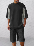 Athleisure Colorblock Patchwork T-Shirt Set